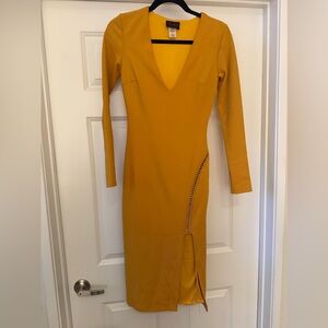 Mustard yellow dress with slit